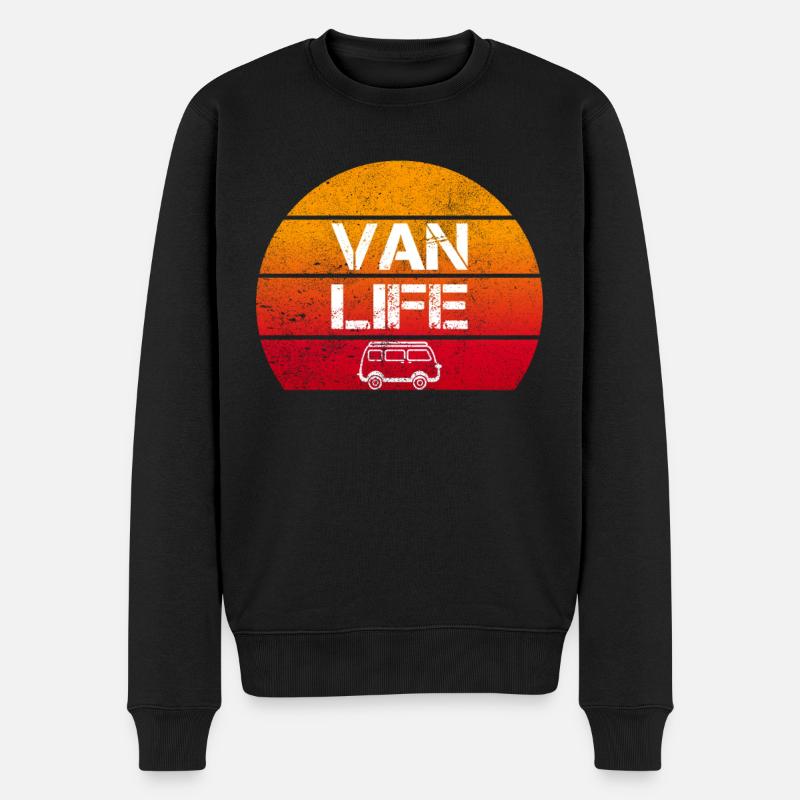 Van Life Camping Sonnenuntergang Campinbus Camper - Männer Premium Bio Pullover - Schwarz