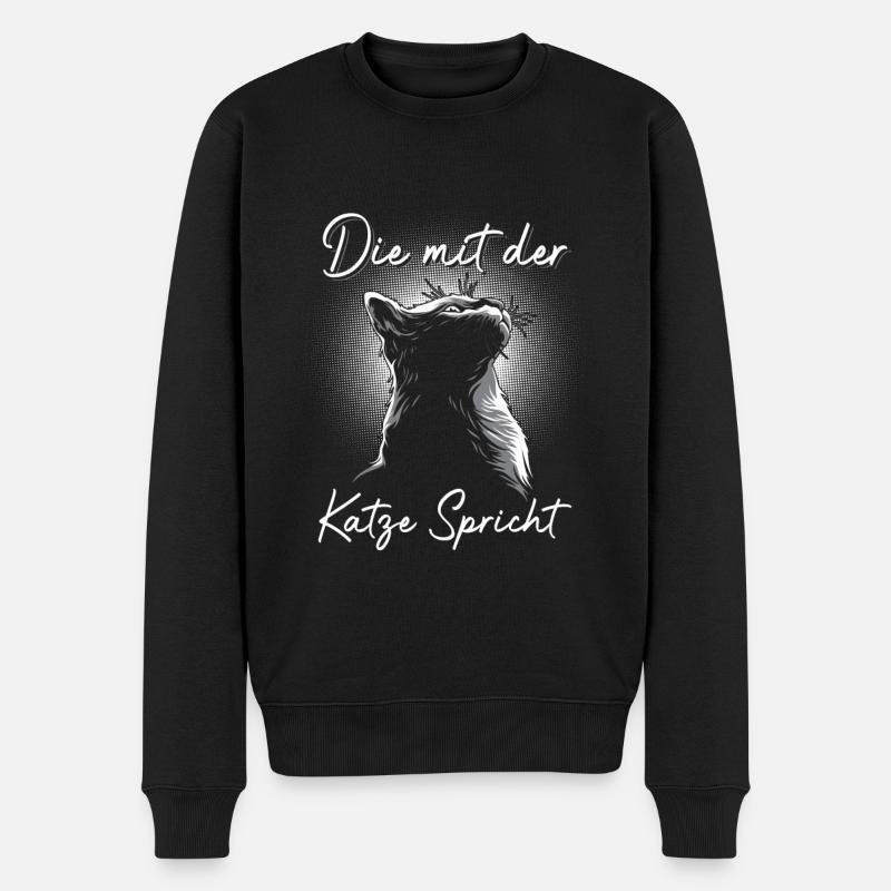 Die mit der Katze spricht - Männer Premium Bio Pullover - Schwarz
