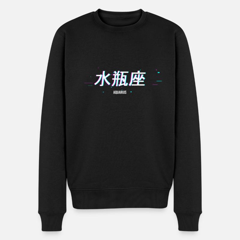 Aesthetisches Japanisches Vaporwave AQUARIUS - Männer Premium Bio Pullover - Schwarz