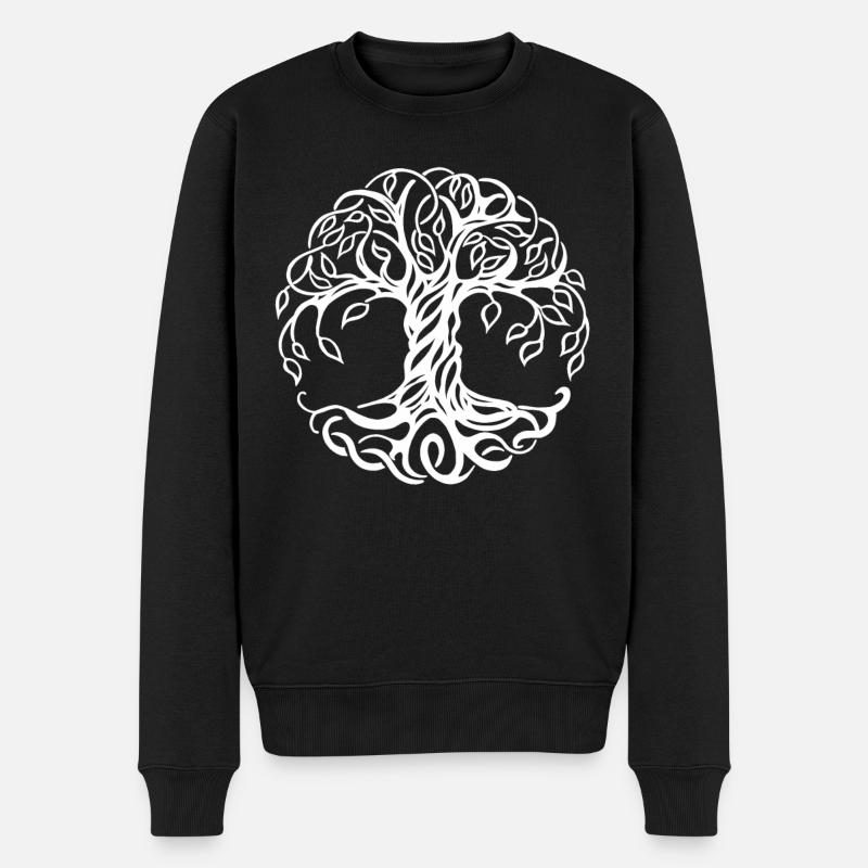 Nordischer Lebensbaum mit verknotenden Wurzeln - Männer Premium Bio Pullover - Schwarz