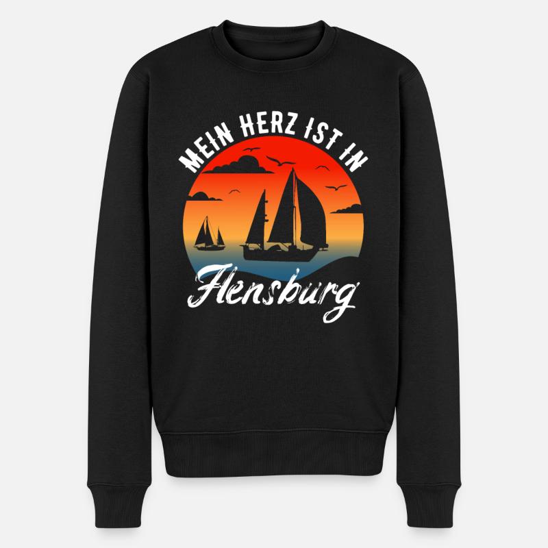 Flensburger Förde | Flensburg Geschenk - Männer Premium Bio Pullover - Schwarz