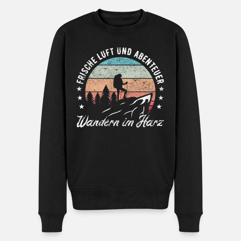 Wandern im Harz - Männer Premium Bio Pullover - Schwarz