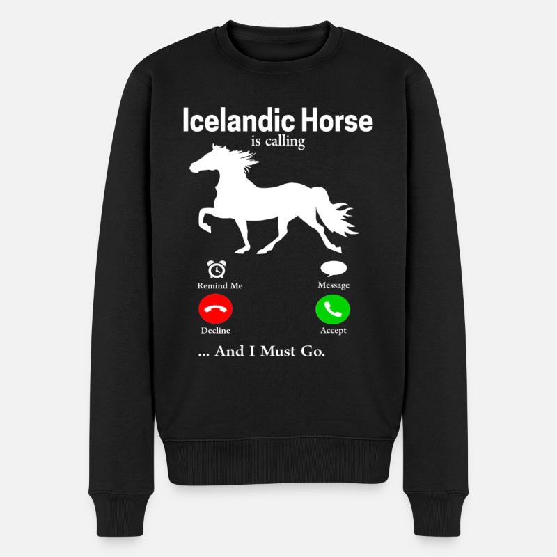 Islandpferd - Männer Premium Bio Pullover - Schwarz