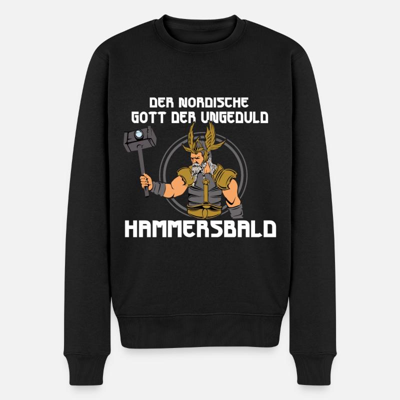 Nordischer Gott Hammersbald - Männer Premium Bio Pullover - Schwarz