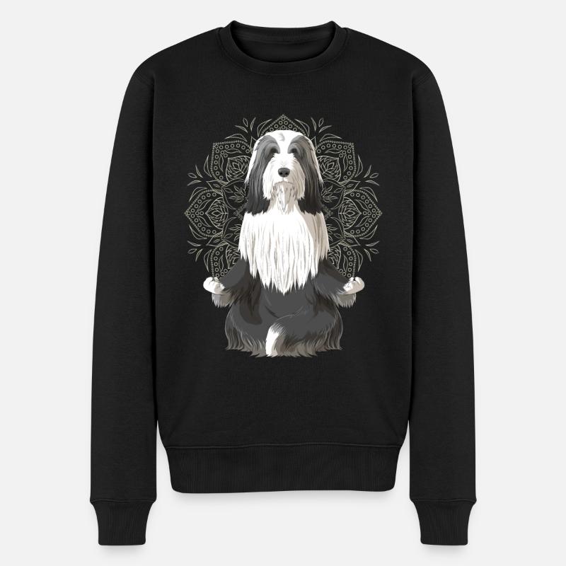 Bearded Collie chien méditation - Pull Premium bio Homme - noir