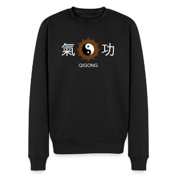 Qigong Yin Yang mandala meditation gift idea - Men's Premium Organic Jumper - black - Front - Nico (187cm)