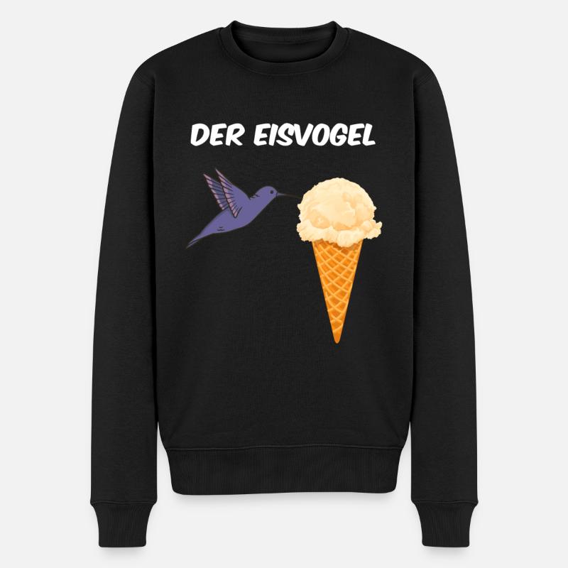 Der Eisvogel liebt leckeres Eis - Männer Premium Bio Pullover - Schwarz