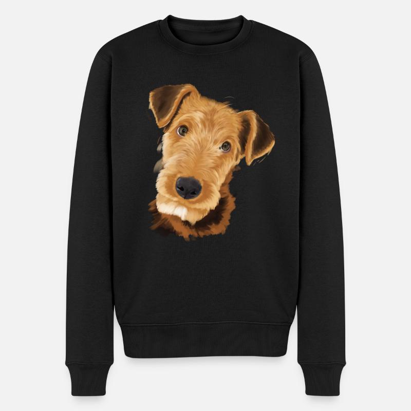 Airedale Terrier Hund - Männer Premium Bio Pullover - Schwarz