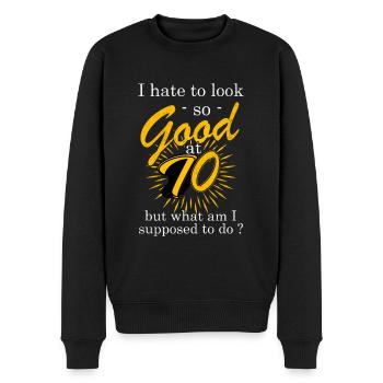 70. Geburtstag - Männer Premium Bio Pullover - Schwarz - Vorne - Nico (187cm)