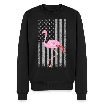 Funny Pink Flamingo Independence Day USA American - Männer Premium Bio Pullover - Schwarz - Vorne - Nico (187cm)