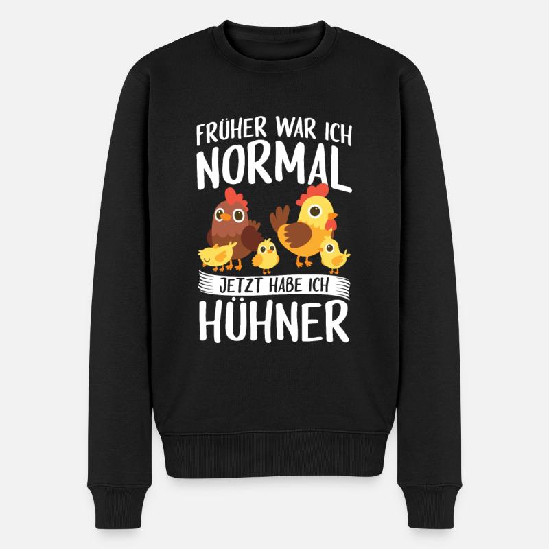 Früher war ich normal Hühner Hühnerzucht - Männer Premium Bio Pullover - Schwarz
