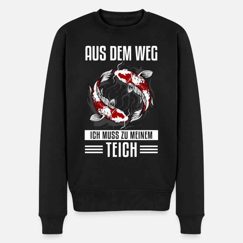 Gartenteich Und Koi Karpfen Liebhaber - Männer Premium Bio Pullover - Schwarz
