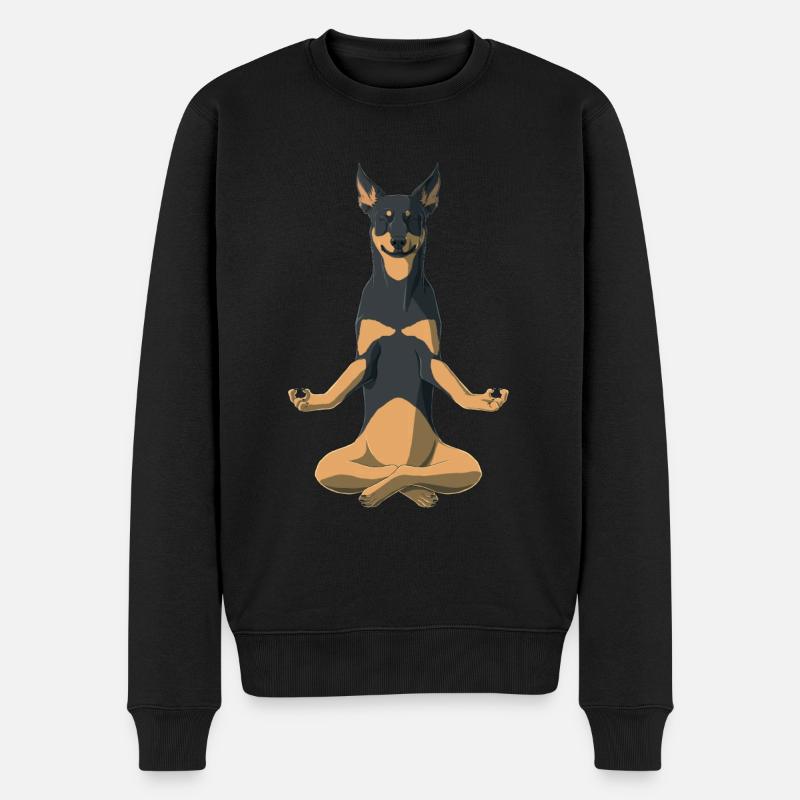 Méditation Chien Australian Kelpie - Pull Premium bio Homme - noir