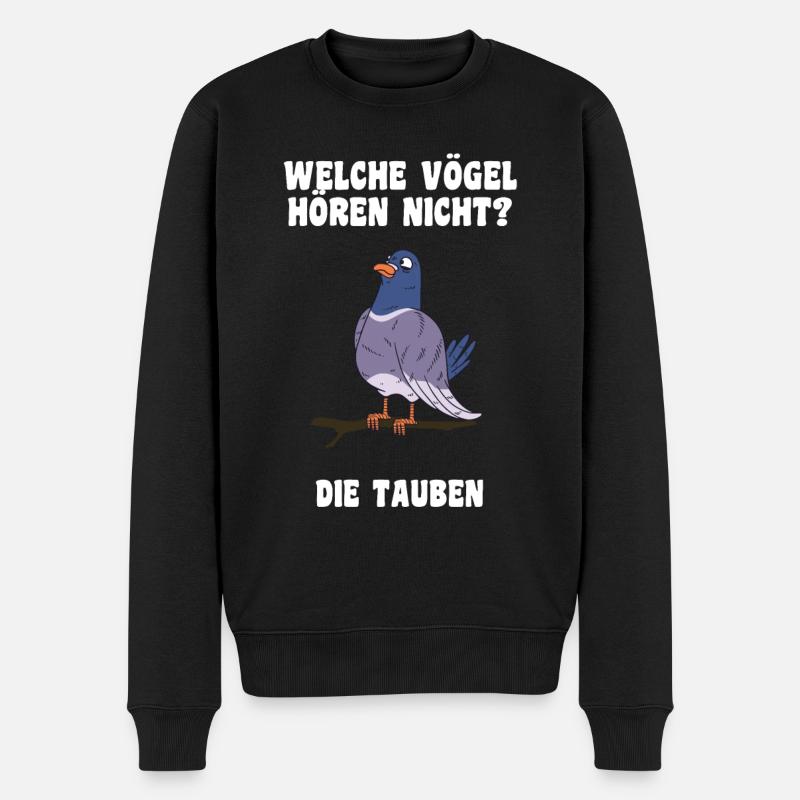 Das Tauben Witze Design - Männer Premium Bio Pullover - Schwarz