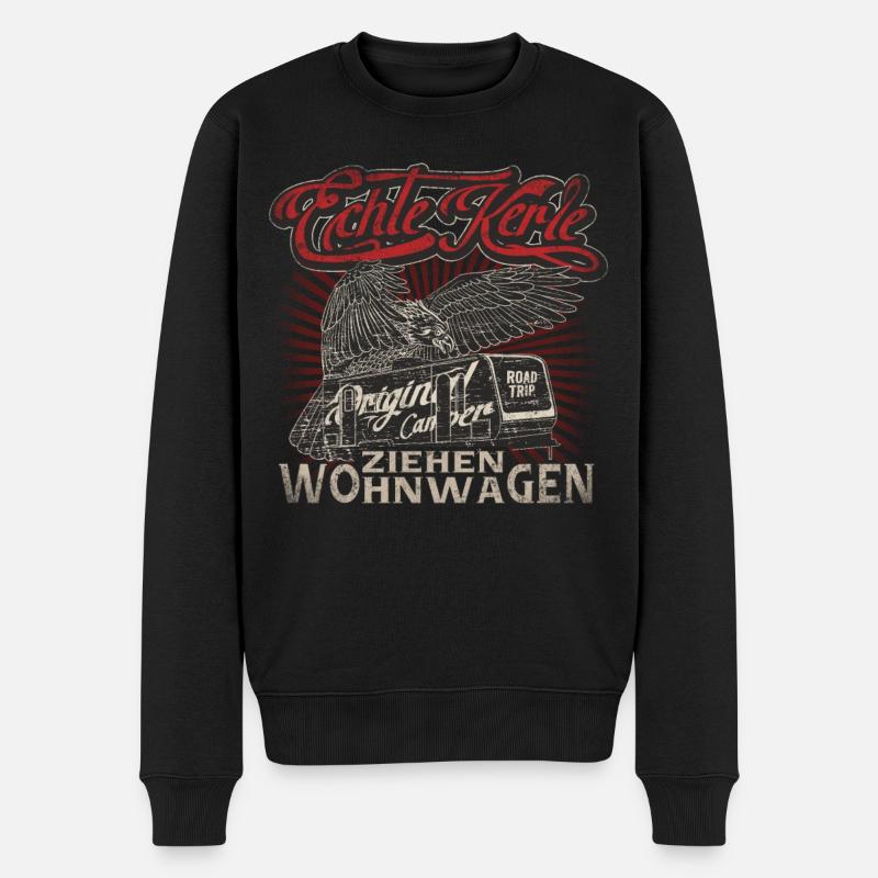 Wohnwagen T-Shirt - Männer Premium Bio Pullover - Schwarz