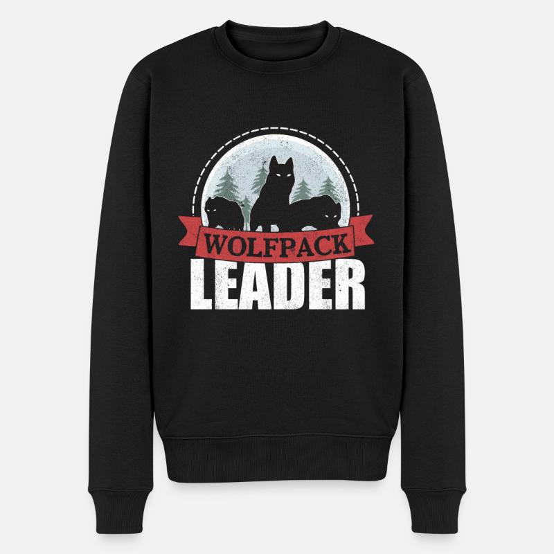 Wolf - Männer Premium Bio Pullover - Schwarz