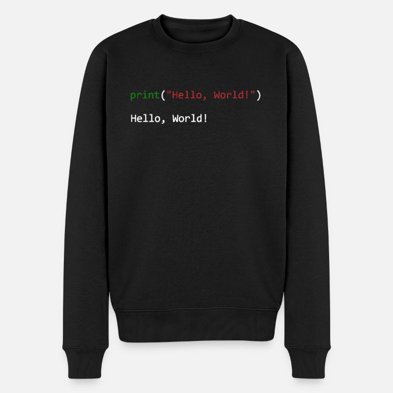 Hello World Python Geschenk - Männer Premium Bio Pullover - Schwarz