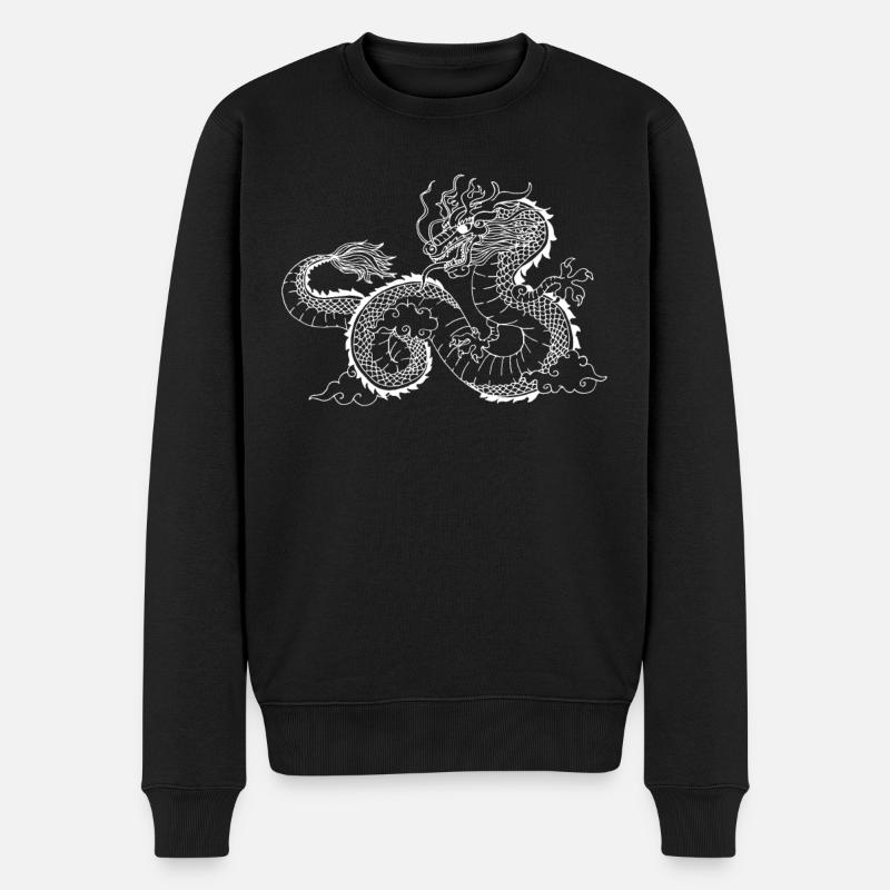 mit chinesischen Drachen chinesischem Drache asia - Männer Premium Bio Pullover - Schwarz
