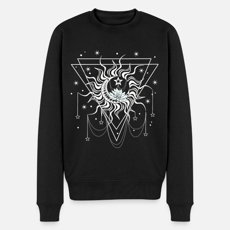 Sonne Mond und Sterne - Männer Premium Bio Pullover - Schwarz