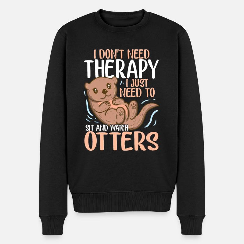 Otter Tier - Männer Premium Bio Pullover - Schwarz