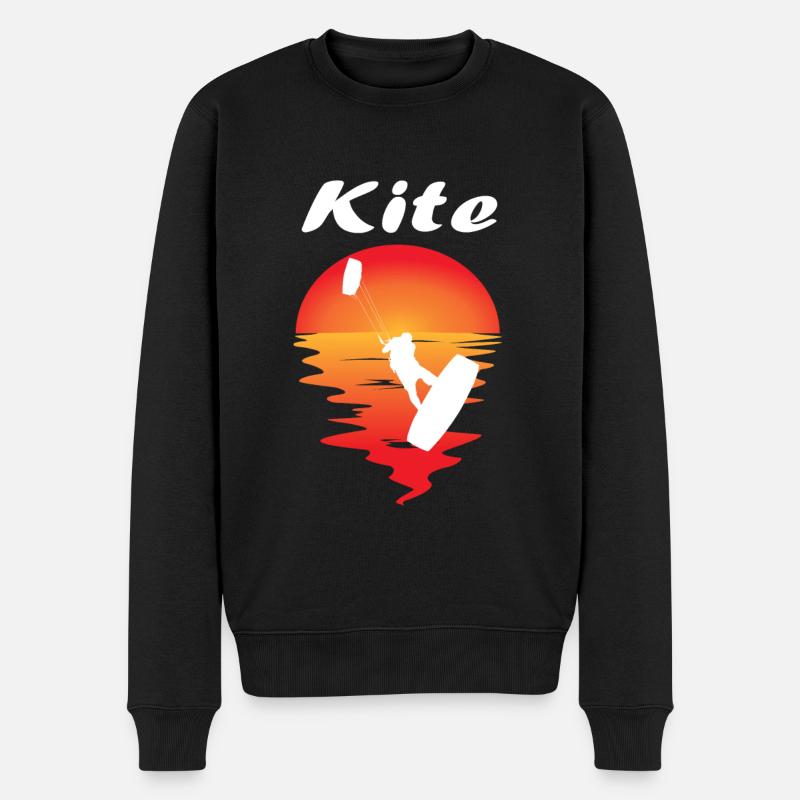 Kite Kitesurfen Surfer Shirt Geschenk - Männer Premium Bio Pullover - Schwarz