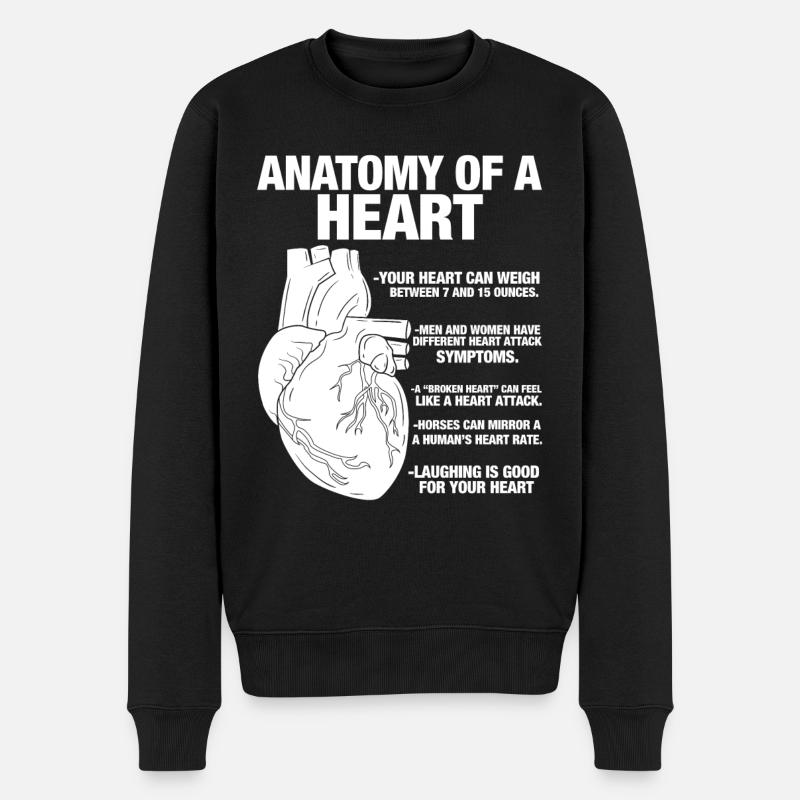 Anatomie d’un cœur humain Anatomique - Pull Premium bio Homme - noir