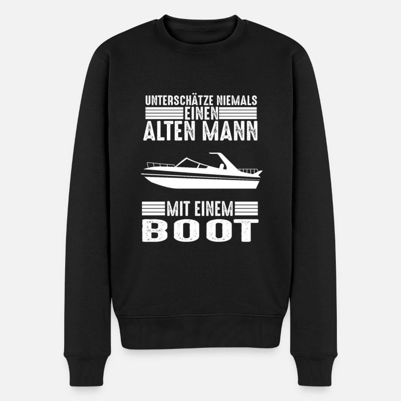 Boot Opa Papa Meer Segelboot Bootfahrer Vatertag - Männer Premium Bio Pullover - Schwarz