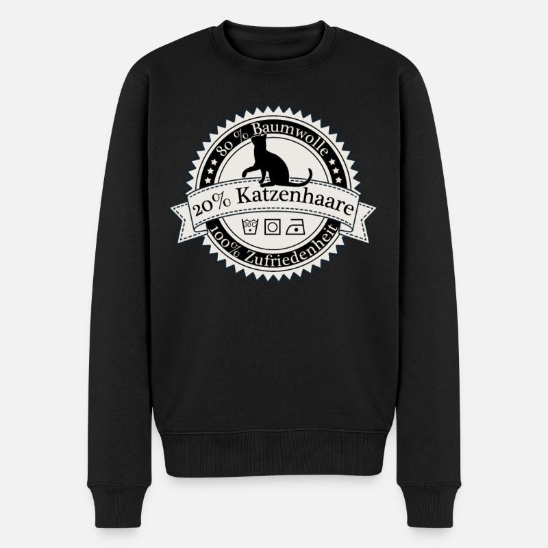 80% Baumwolle 20% Katzenhaare Shirt - Männer Premium Bio Pullover - Schwarz