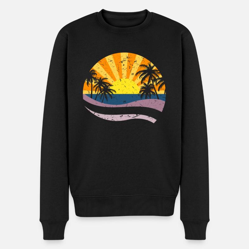 Palmiers et soleil - vacances en été - Pull Premium bio Homme - noir