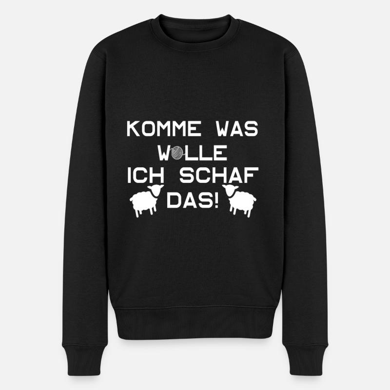 Komme was Wolle ich Schaf das - Männer Premium Bio Pullover - Schwarz
