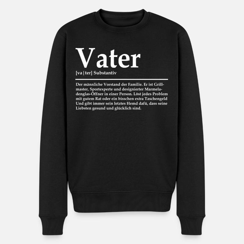 Vater Papa Vatertag Familienvorstand - Männer Premium Bio Pullover - Schwarz