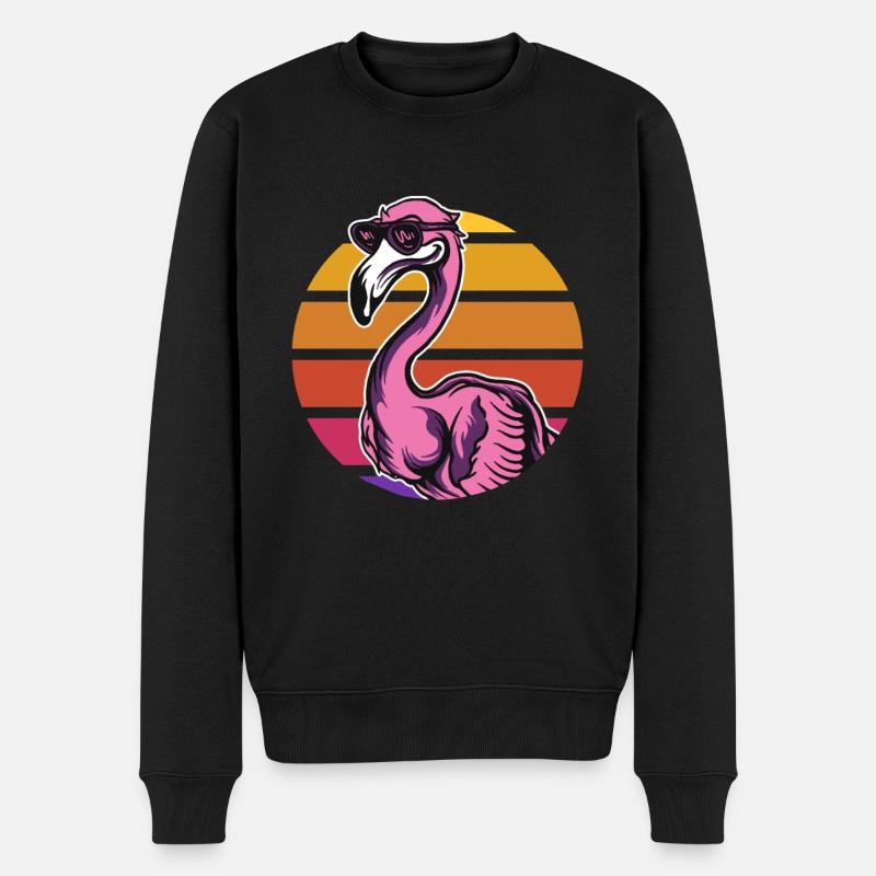 Flamant rose rétro - Pull Premium bio Homme - noir