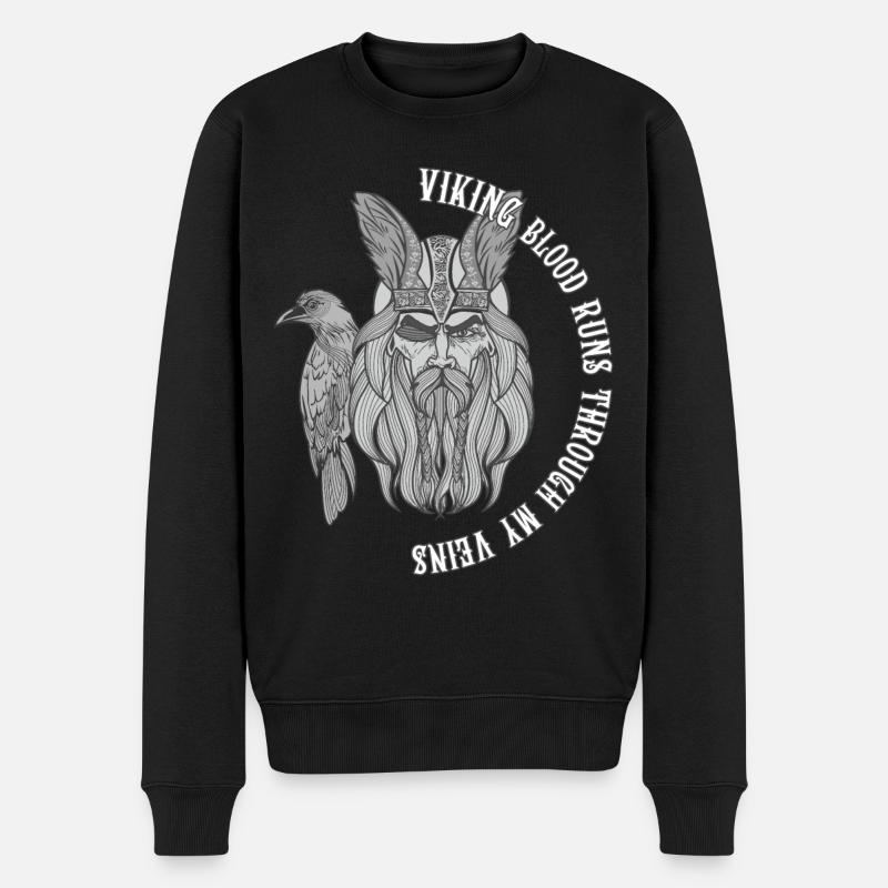 Wikinger-Blutvogel - Männer Premium Bio Pullover - Schwarz