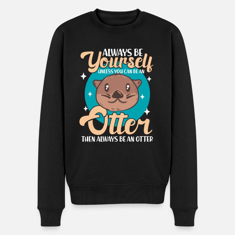 Otter Tier - Männer Premium Bio Pullover - Schwarz