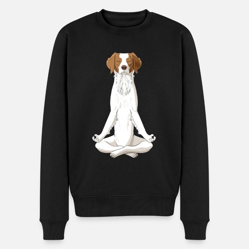 Meditierender Epagneul Breton Hund - Männer Premium Bio Pullover - Schwarz