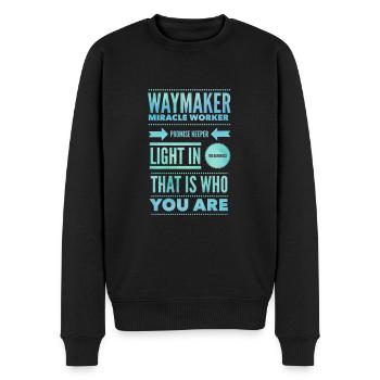 Waymaker & Christliche Geschenke Way Maker Jesus - Männer Premium Bio Pullover - Schwarz - Vorne - Nico (187cm)