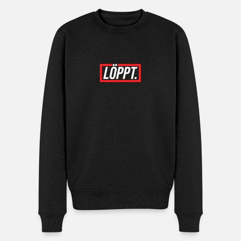 Löppt Läuft Plattdeutsch Norddeutsch Schnacken - Männer Premium Bio Pullover - Schwarz