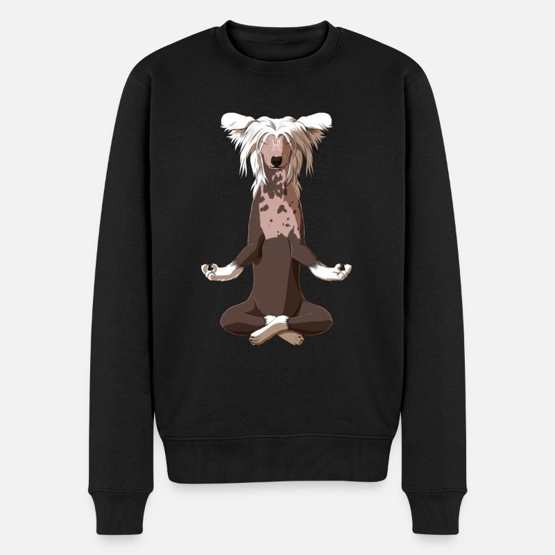 Meditierender Chinesischer Schopfhund - Männer Premium Bio Pullover - Schwarz