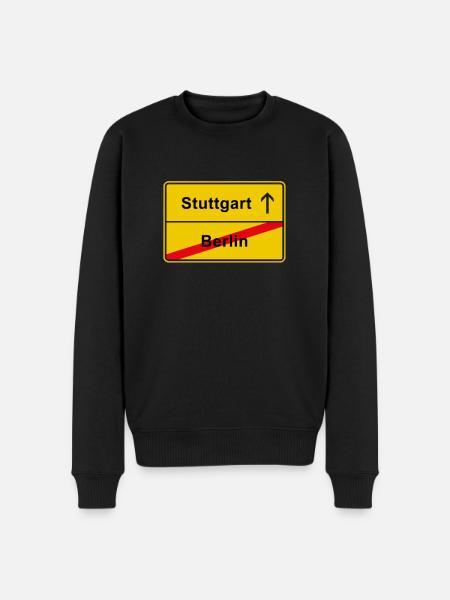 Stuttgart anti Berlín ciudad firmar - Sudadera ecológica prémium para hombre - negro