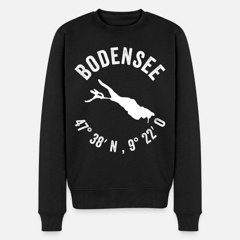 Bodensee Segeln Tauchen Deutschland Urlaub See - Männer Premium Bio Pullover - Schwarz