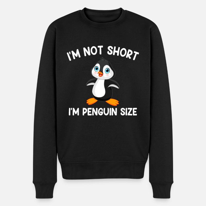 Ich bin nicht klein Ich bin Pinguin Größe, Pinguin - Männer Premium Bio Pullover - Schwarz