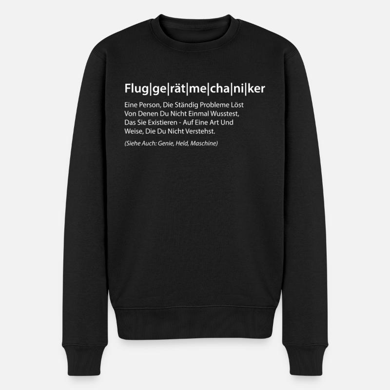 Fluggerätmechaniker Spruch - Männer Premium Bio Pullover - Schwarz