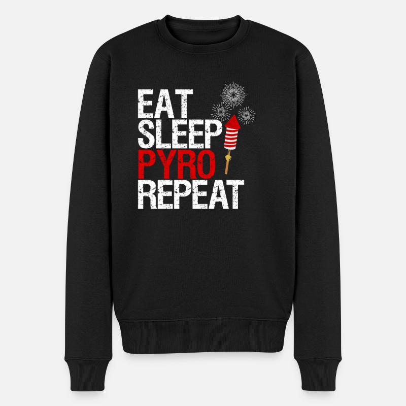 Eat sleep pyro repeat Pyrotechniker Geschenkidee - Männer Premium Bio Pullover - Schwarz