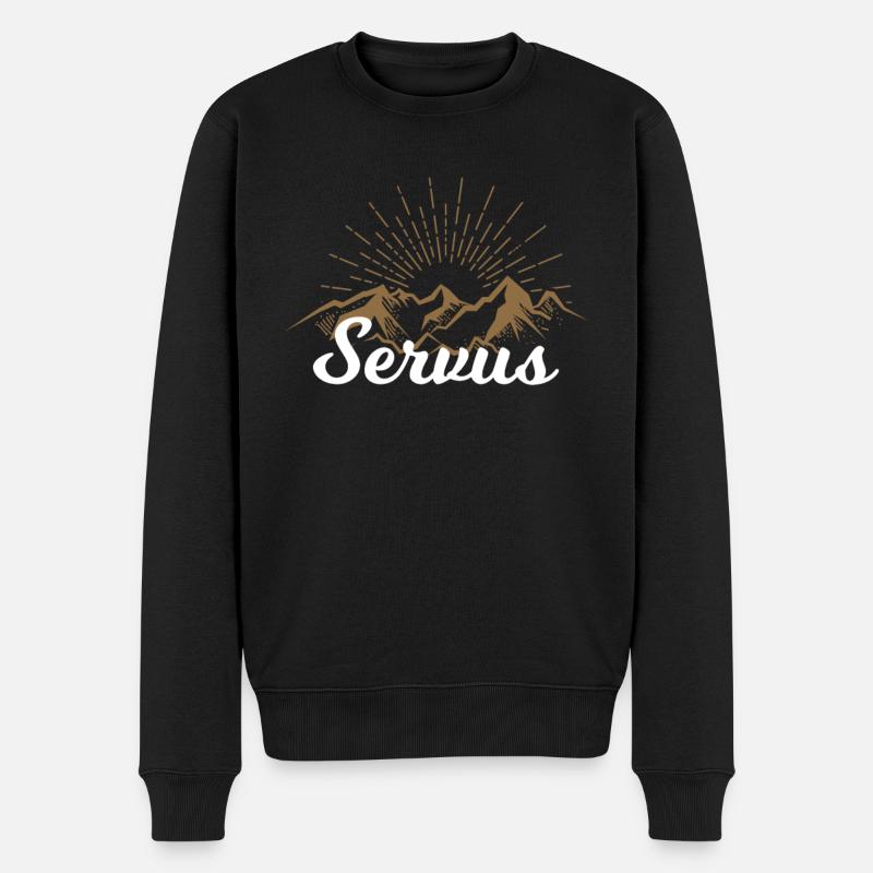 Bayern Servus vintage Dialekt München Geschenk - Männer Premium Bio Pullover - Schwarz