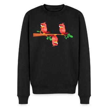 Des oiseaux fous sur la branche - Pull Premium bio Homme - noir - Devant - Nico (187cm)