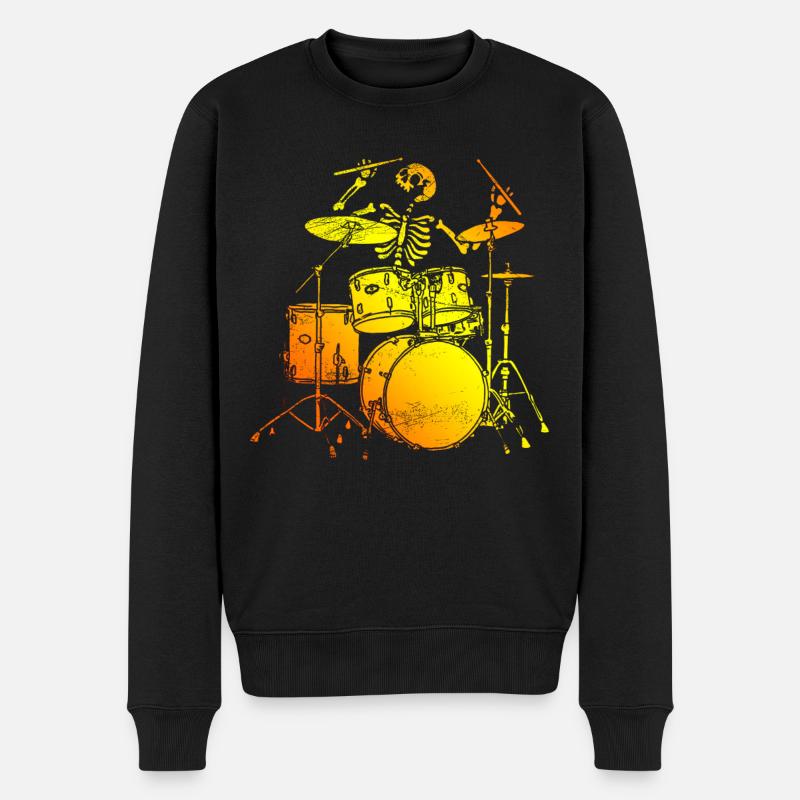 Squelette batteur batterie batteurs Halloween - Pull Premium bio Homme - noir