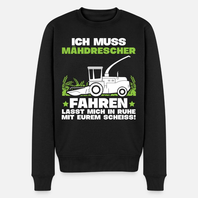 Mähdrescher Vintage - Farmer Bauer - Männer Premium Bio Pullover - Schwarz