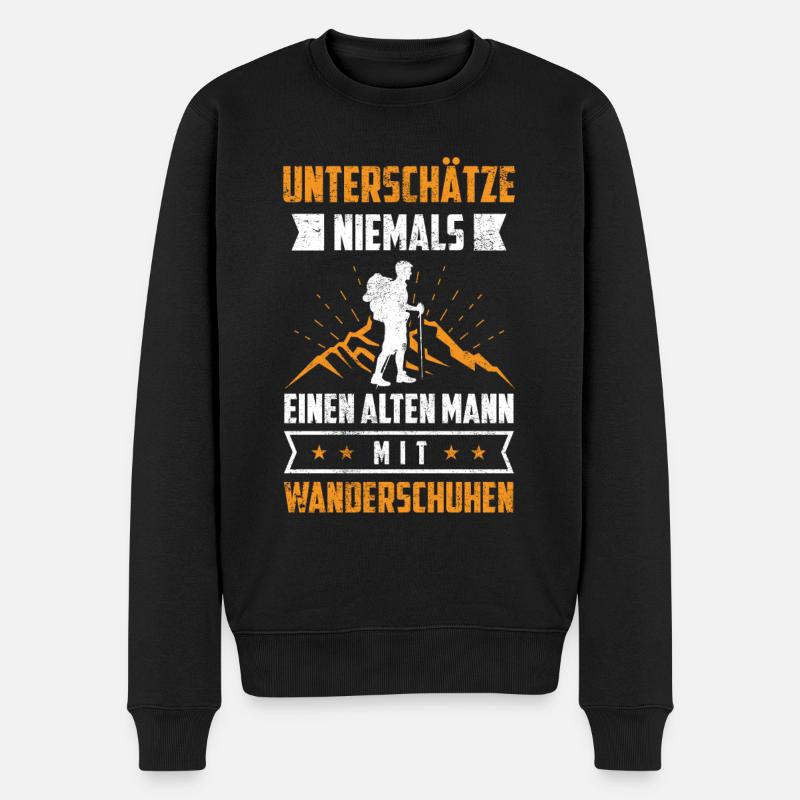 Opa Rentern Wandern Spruch outdoor Geschenk - Männer Premium Bio Pullover - Schwarz