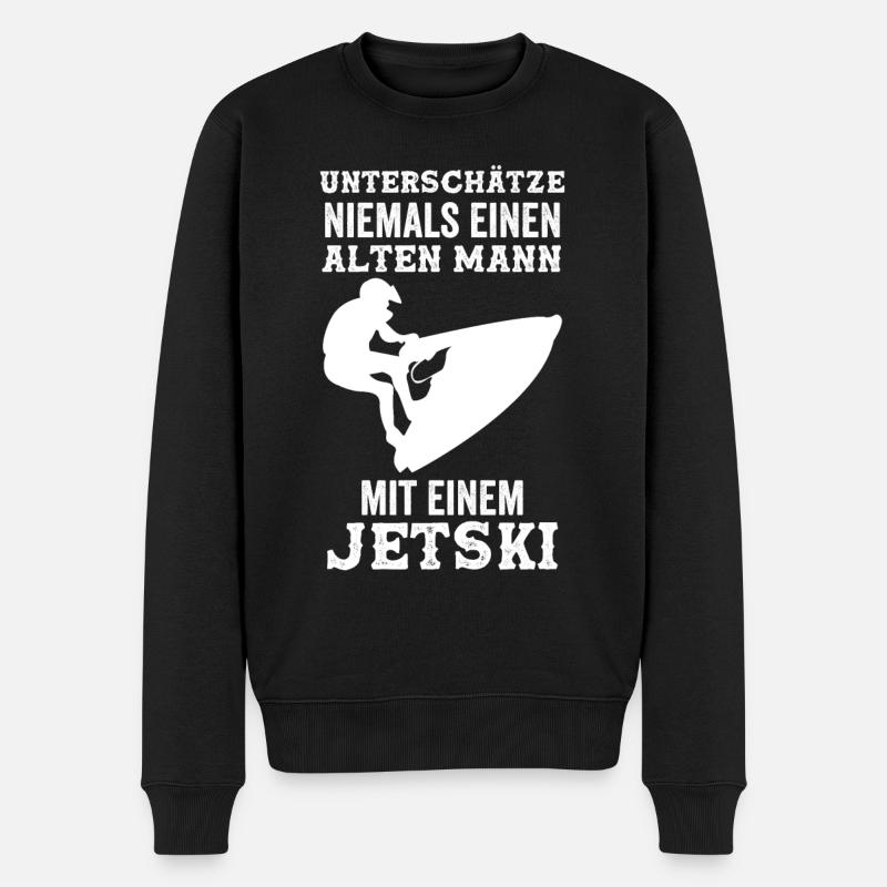 Unterschätze niemals einen alten Mann mit einem Je - Männer Premium Bio Pullover - Schwarz