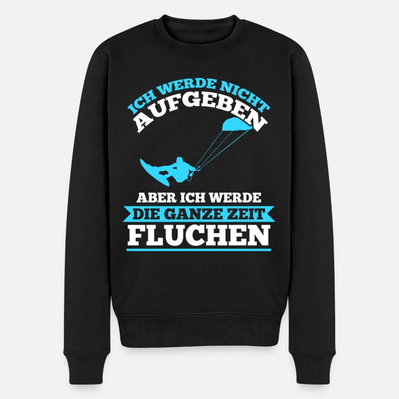 Kitesurfen Surfer Wellenreiten Kiteboearding Lusti - Männer Premium Bio Pullover - Schwarz